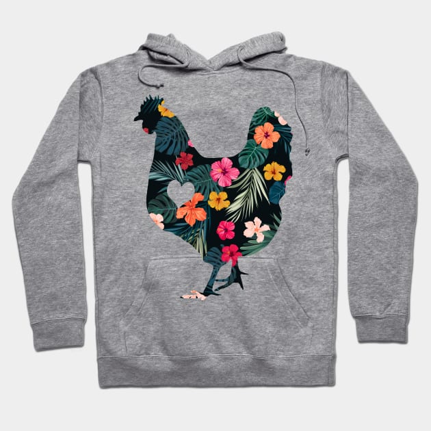 Adore Flower Chickens Hoodie by Psitta